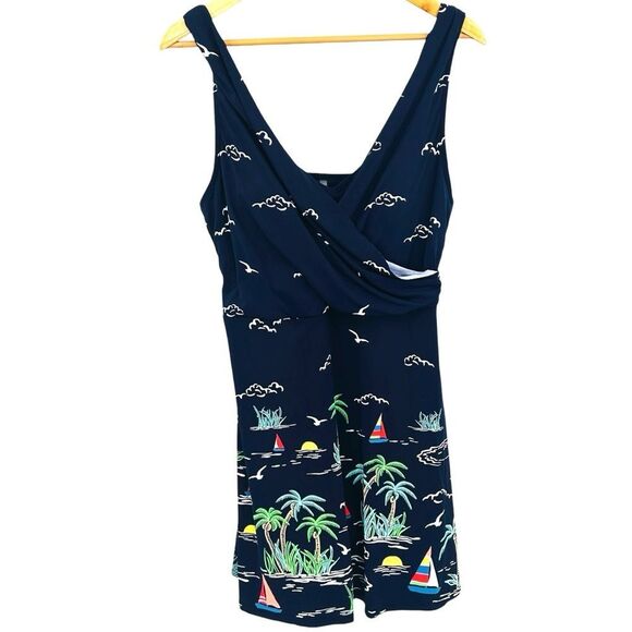 Lands and navy faux wrap swim dress size 16 - Picture 1 of 7